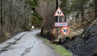 Photograph taken on March 27, 2024 shows an entrance of the French southern Alps village of Le Vernet. Photo by CHRISTOPHE SIMON / AFP. 