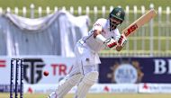 Bangladesh's Shadman Islam plays a shot during the third day of first Test cricket match between Pakistan and Bangladesh at the Rawalpindi Cricket Stadium in Rawalpindi on August 23, 2024. (Photo by Farooq NAEEM / AFP)

