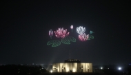A drone show is staged in celebration of the Bengali New Year in Dhaka, Bangladesh, April 14, 2025. (Photo by Habibur Rahman/Xinhua)
