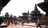 Tourists visit Patan Durbar Square, a UNESCO world heritage site, in Lalitpur, Nepal, April 18, 2025. (Photo by Hari Maharjan/Xinhua)