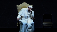 (Files) Pope Francis participates in the Italian conference of the general State on Natality, in Rome on May 10, 2024. (Photo by Andreas Solaro / AFP)
