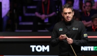 Ronnie O'Sullivan reacts during the quarter-final match between Ronnie O'Sullivan of England and Si Jiahui of China at World Snooker Championship 2025 in Sheffield, Britain, April 30, 2025. (Photo by Zhai Zheng/Xinhua)
