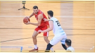 Al Arabi's Elmedin Kikanovic (left) in action yesterday.