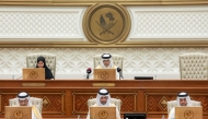 Shura Council Speaker H E Hassan bin Abdullah Al Ghanim chairing the Council's session yesterday.