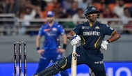 Gujarat Titans' Sai Sudharsan reacts after playing a shot during the Indian Premier League (IPL) Twenty20 Eliminator cricket match between Gujarat Titans and Mumbai Indians on May 30, 2025. (Photo by Shammi Mehra / AFP)