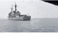 This video grab photo taken on June 7, 2025 shows a general view of Philippine navy vessels anchored at Oyster Bay naval facility in Palawan province, West of Manila.
