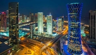 A general photo of the skyline of commercial buildings in Doha, Qatar.