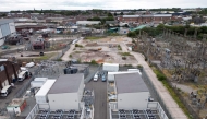 This aerial photograph shows Statkraft's new Greener Grid Park in Liverpool, north-west England on August 7, 2025. (Photo by Darren Staples / AFP)

