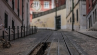 An excavation in the railway is pictured at the site of the Gloria funicular accident after the wreckage was removed in Lisbon on September 5, 2025. Photo by PATRICIA DE MELO MOREIRA / AFP