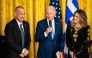 File photo: US President Joe Biden, with actor Tom Hanks and his wife, the actress and musician Rita Wilson, at the White House in 2023. (Photo by Demetrius Freeman/The Washington Post)