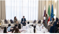 Italian Ambassador H E Paolo Toschi and Qatar Reads officials with the participating students.