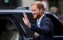 Britain's Prince Harry, Duke of Sussex waves as he departs the Centre for Blast Injury Studies, at the Imperial College in London, on September 10, 2025. (Photo by Suzanne Plunkett / POOL / AFP)
