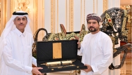 Minister of Commerce, Industry and Investment Promotion of the Sultanate of Oman H E Qais bin Mohammed Al Yousef and Deputy Chairman of QBA Sheikh Dr. Khalid bin Thani Al Thani during the meeting. 