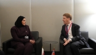 Minister of State for International Cooperation H E Dr. Maryam bint Ali bin Nasser Al Misnad meeting with Minister of International Development of the Kingdom of Norway H E Asmund Aukrust on the sidelines of the 80th session of the United Nations General Assembly in New York.
