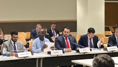 Minister of State at the Ministry of Foreign Affairs H E Dr. Mohammed bin Abdulaziz bin Saleh Al Khulaifi during the meeting in New York.