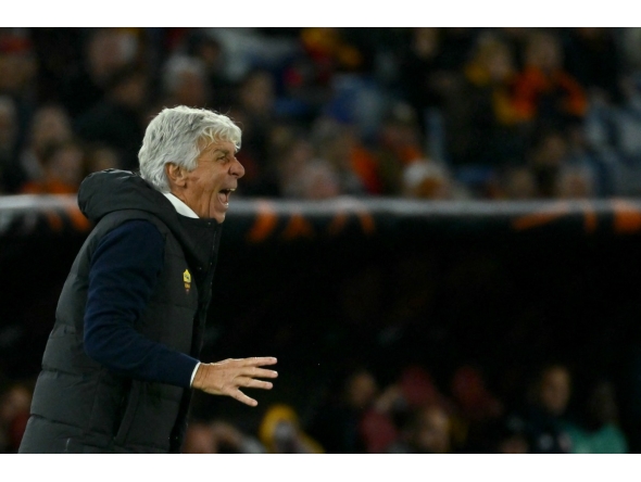 Roma's Italian head coach Gian Piero Gasperini. (Photo by Filippo MONTEFORTE / AFP)

