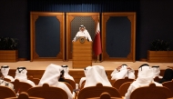 Minister of Justice and Minister of State for Cabinet Affairs H E Ibrahim bin Ali Al-Muhannadi speaking during the Cabinet's first media briefing.