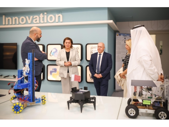 Minister of Education, Sports and Youth of the Republic of Cyprus H E Dr. Athina Michaelidou during a visit to the school