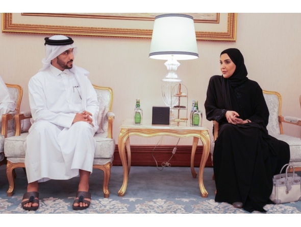 NHRC Chairperson Maryam bint Abdullah Al Attiyah meeting with Director General of Al Jazeera Media Network Sheikh Nasser bin Faisal bin Khalifa Al Thani. 