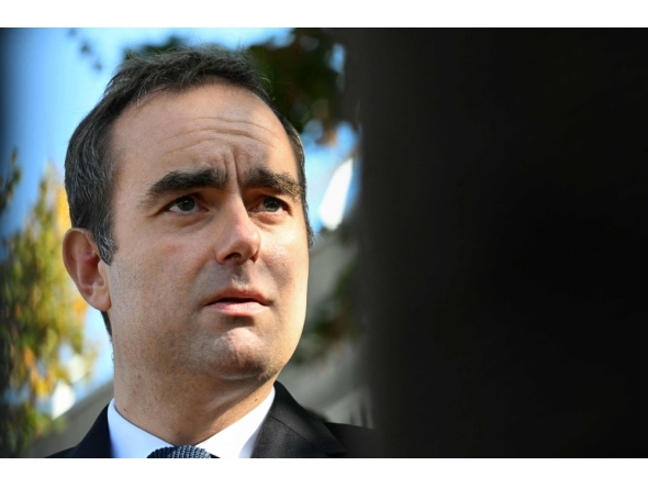France's Prime Minister Sebastien Lecornu speaks to journalists on October 11, 2025. (Photo by Martin Lelievre / Pool / AFP)
