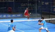 Action from the match between Kuwait and Bahrain.