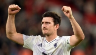 Manchester United's English defender #05 Harry Maguire reacts after the English Premier League football match between Liverpool and Manchester United at Anfield in Liverpool, north west England on October 19, 2025. (Photo by PETER POWELL / AFP) 