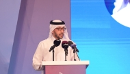 Minister of Public Health H E Mansoor bin Ebrahim bin Saad Al Mahmoud delivering keynote speech at the congress yesterday.