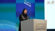 Director of Finance and Administration Affairs Department at MCIT Dr. Bashayer M Al Qashouti addressing the forum, yesterday.
