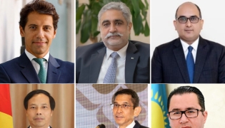 Clockwise from top left: Ambassador of Italy, H E Paolo Toschi; Ambassador of Pakistan, H E Muhammad Aamer; Ambassador of India, H E Vipul; Ambassador of Kazakhstan, H E Arman Issagaliyev; Ambassador of Thailand, H E Sira Swangsilpa; and Ambassador of Vietnam, H E Nguyen Huy Hiep