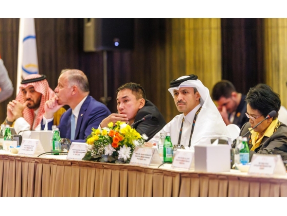 QOC Secretary-General Jassim bin Rashid Al Buenain attends the meeting. 