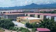 Aerial photo of the KK Park complex from Mae Sot district in Thailand's border province of Tak. Photo by Lillian Suwanrumpha / AFP