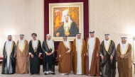 Crown Prince and Prime Minister of Bahrain HRH Prince Salman bin Hamad Al Khalifa with Speaker of the Shura Council H E Hassan bin Abdullah Al Ghanim and other dignitaries in Manama yesterday. 