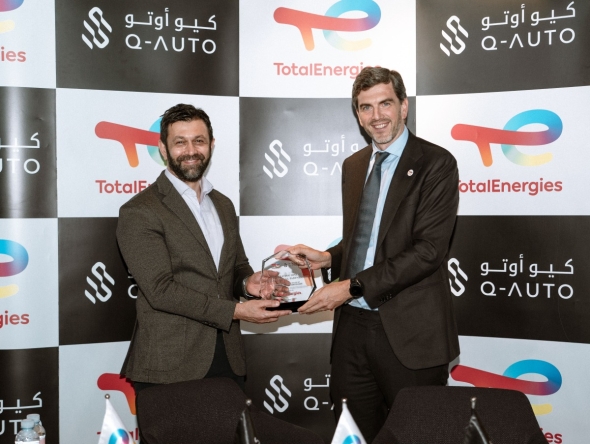Managing Director, TotalEnergies Marketing Middle East and Central Asia, Thomas Vigneron and Chief Executive Officer of Q-Auto LLC, Ahmed Shariefi.