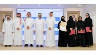 Undersecretary of the Ministry of Awqaf and Islamic Affairs H E Dr. Sheikh Khalid bin Mohammed bin Ghanem Al Thani and Undersecretary of the Ministry of Sports and Youth H E Eng. Yasser bin Abdullah Al Jamal with other officials and award winners. 