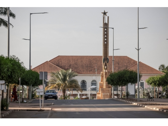 A general view of the Presidential Palace in Bissau on November 26, 2025. (Photo by Patrick MEINHARDT / AFP)
