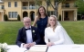 Australia Prime Minister Anthony Albanese (L) and his new wife Jodie Haydon (R) sign the marriage certificate with celebrant Bree during their wedding ceremony in Canberra on November 29, 2025. (Photo by Mike Bowers / AFP)