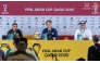Qatar coach Julen Lopetegui (middle) speaks during a press conference yesterday.