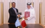Minister of State for Foreign Affairs H E Sultan bin Saad Al Muraikhi and Somali Minister of Foreign Affairs and International Cooperation H E Abdisalam Abdi Ali exchange documents.
