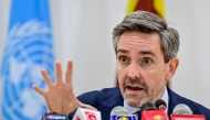 United Nations Resident Coordinator in Sri Lanka, Marc-André Franche, addresses a press conference in Colombo on December 11, 2025. Marc-André Franche (Photo by Ishara S. Kodikara / AFP)