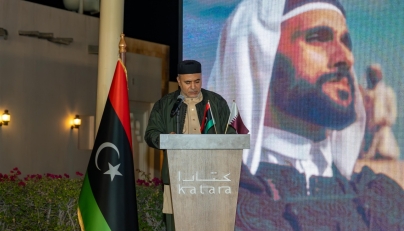 Ambassador of Libya to Qatar H E Mohamed Mustafa Al-Lafi delivering remarks at the ceremony. 