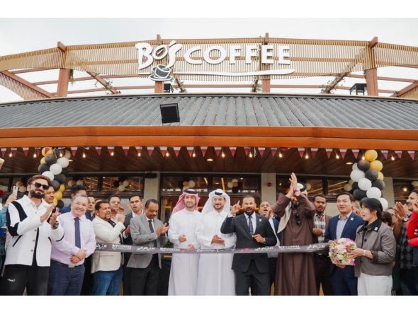 Officials, management and guests at the launch of Bo's Coffee at Aspire Park.