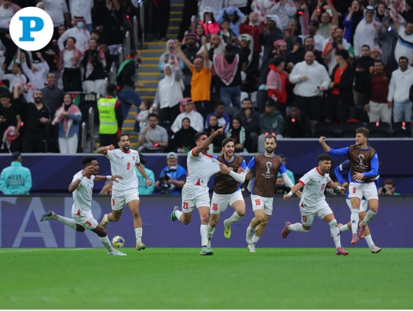 Jordan players celebrate after defeating the UAE in the FIFA Arab Cup 2025 semi-final at Al-Bayt Stadium. PICTURES: MOHAMMED FARAG/THE PENINSULA