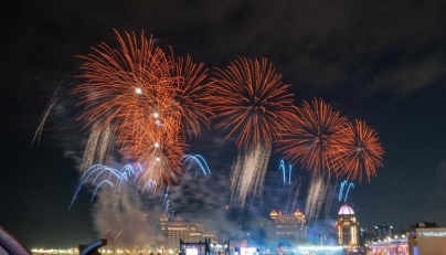 Fireworks lit up the sky in Katara on eve of the Arab cup final.