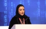 Assistant Undersecretary for Family Affairs at the Ministry of Social Development and Family H E Sheikha Sheikha bint Jassim bin Ahmed Al-Thani addressing the conference.
