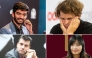 Clockwise from top left: India’s Gukesh Dommaraju, Norway's Magnus Carlsen, China's Ju Wenjun, and Ian Nepomniachtchi from Russia
