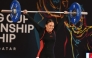 Qatari weightlifter Sarah Al-Qubaisi competes during the women’s 77 kg category event.