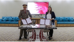 Acting Commander of the Language Institute, Brig Khalid Hamad Al-Kaabi, and Deputy Director of the French Institute, Margaux Girard during the signing ceremony.
