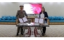 Acting Commander of the Language Institute, Brig Khalid Hamad Al-Kaabi, and Deputy Director of the French Institute, Margaux Girard during the signing ceremony.

