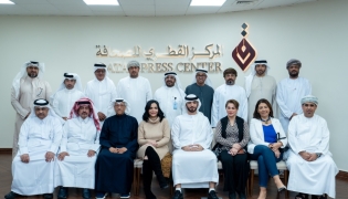 Qatar Press Centre Director General along with members of a delegation consisting of Gulf and Arab journalists at Qatar Press Centre Doha.