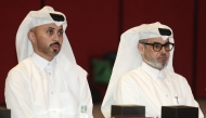 Newly elected QTTA President Hamad Ahmed Al-Hammadi (right) and Secretary General Ahmed Khalil Al-Mohannadi attend the General Assembly yesterday.